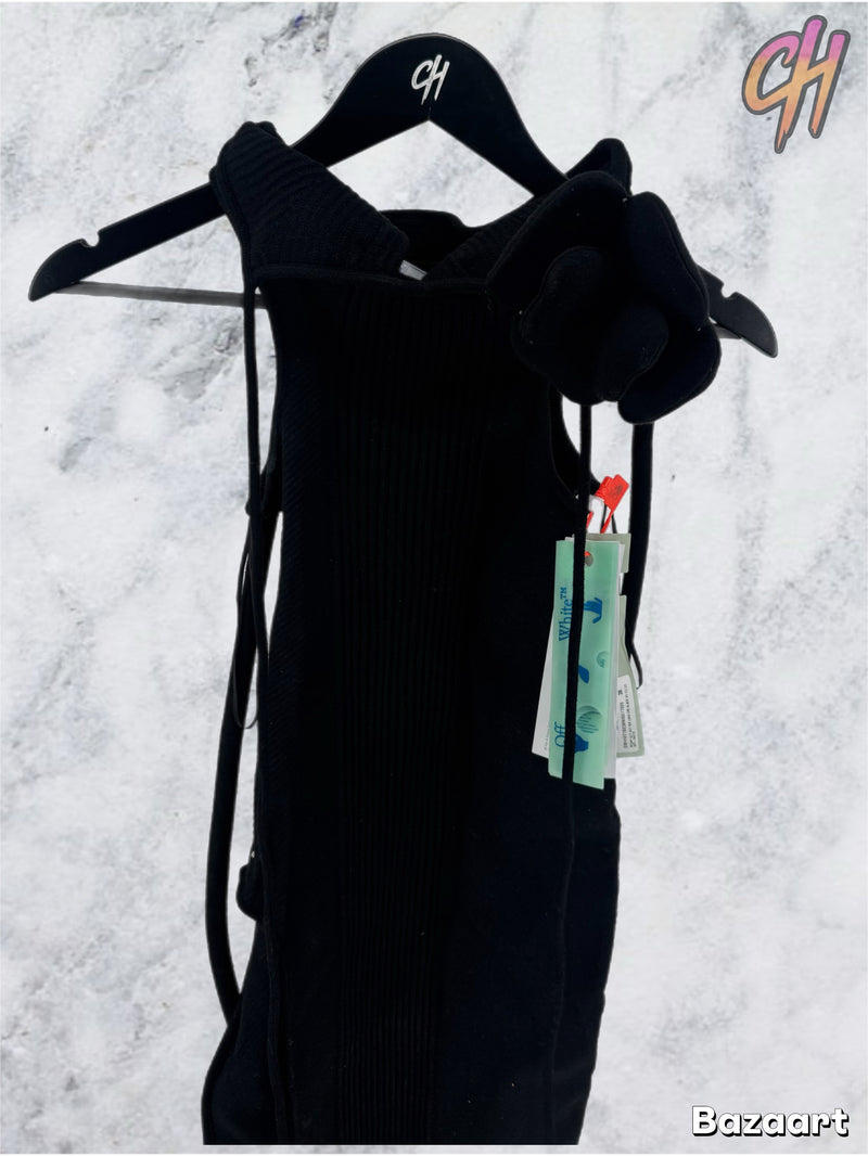 Off-White Peony Cut Out Rib Long Dress Black Size 38 (MSRP: $2259.00)