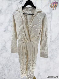 Off-White Duchesse White Twist Long Dress Sz 38 (MSRP: $1161.00)