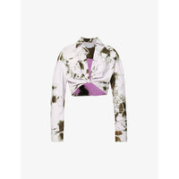 OFF-WHITE Tie-dye Twist-front Leather Shirt Military Lilac SZ 40 (MSRP: $1945)