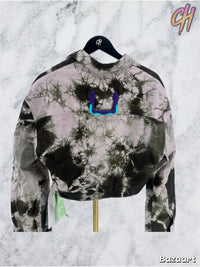 OFF-WHITE Tie-dye Twist-front Leather Shirt Military Lilac SZ 40 (MSRP: $1945)