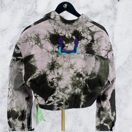 OFF-WHITE Tie-dye Twist-front Leather Shirt Military Lilac SZ 40 (MSRP: $1945)