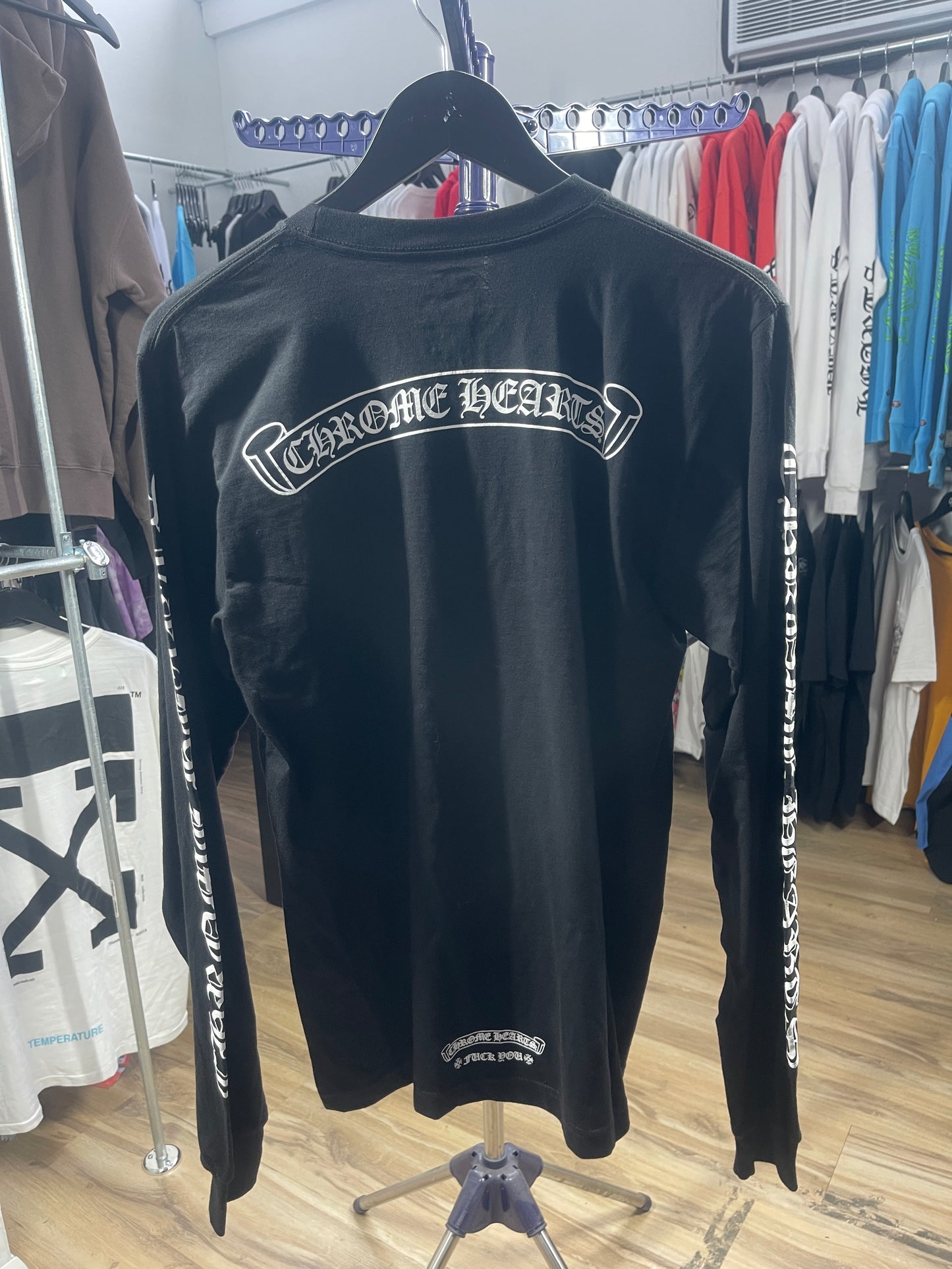 Chrome Hearts Scroll Logo F*** You L/S Black T-Shirt Size Medium