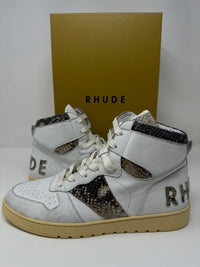 RHUDE Authentic Rhecess High White Snakeskin Sneaker MSRP:$695.00 Size 8 Mens Shoe