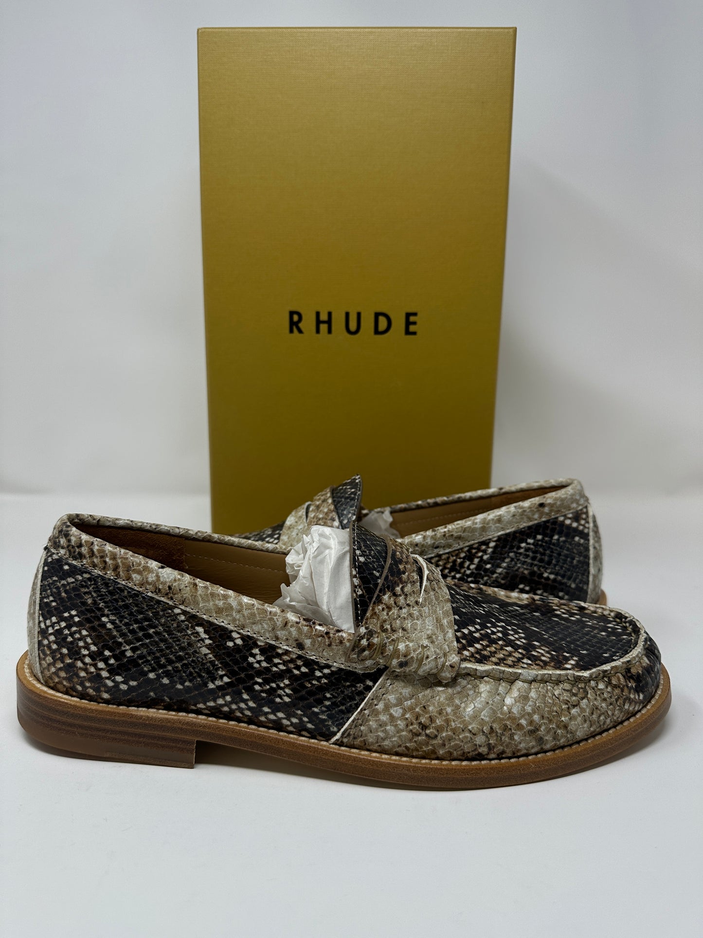 RHUDE Authentic Men's Slip On Snakeskin Penny Loafer Size 12M MSRP $740