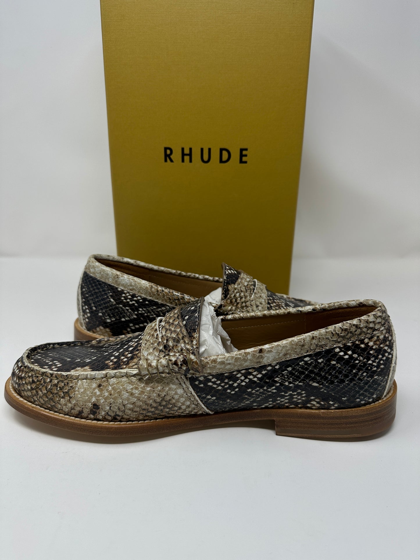 RHUDE Authentic Men's Slip On Snakeskin Penny Loafer Size 12M MSRP $740