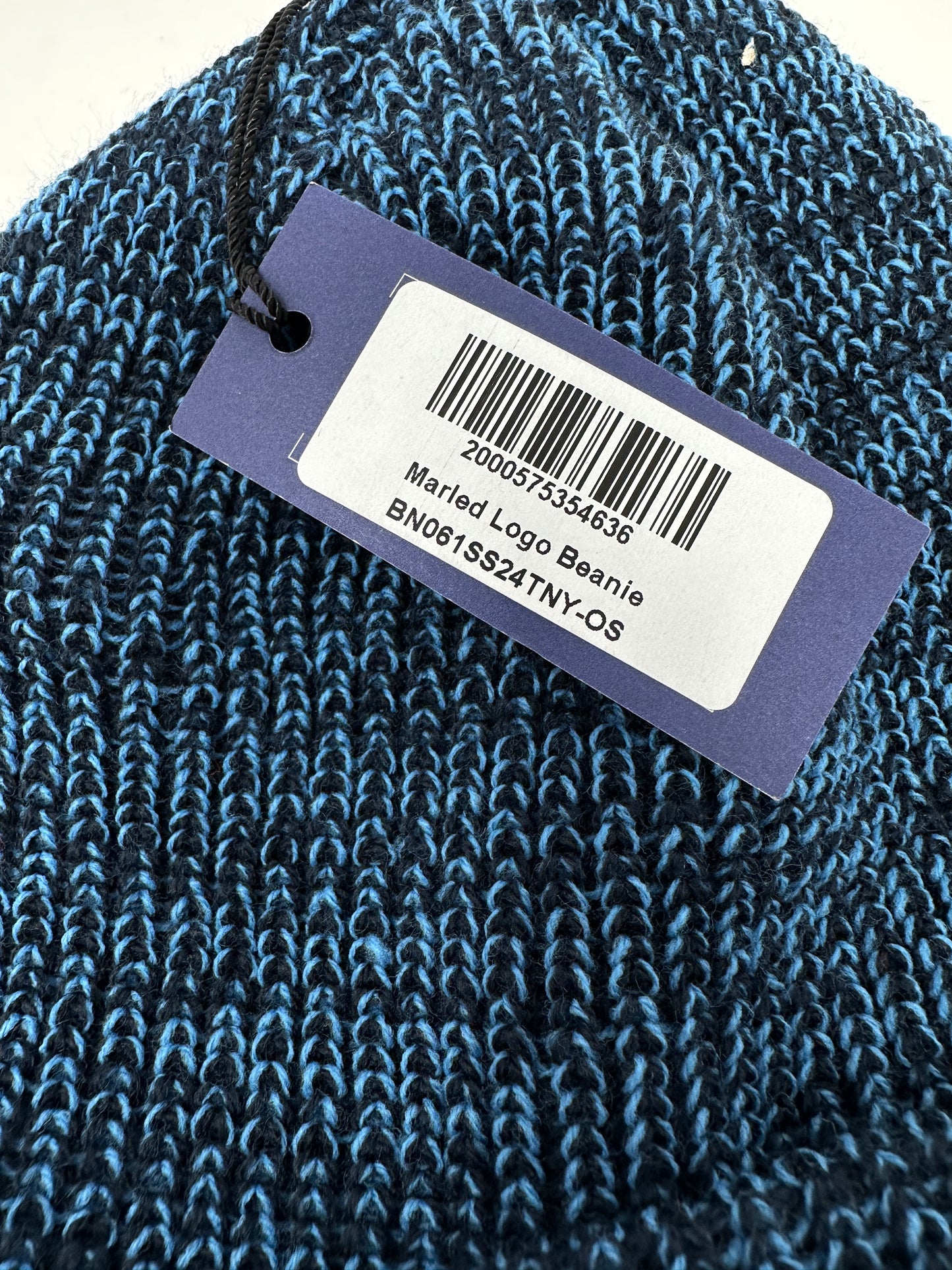 Noah NY Brand New Knit Marled Logo Core Blue Beanie - One Size