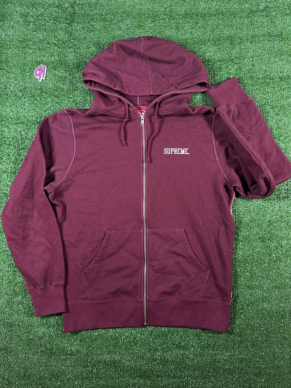 Supreme FW14 "Ballerina" Full-Zip Burgundy Hoodie Size Medium