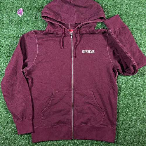 Supreme FW14 "Ballerina" Full-Zip Burgundy Hoodie Size Medium