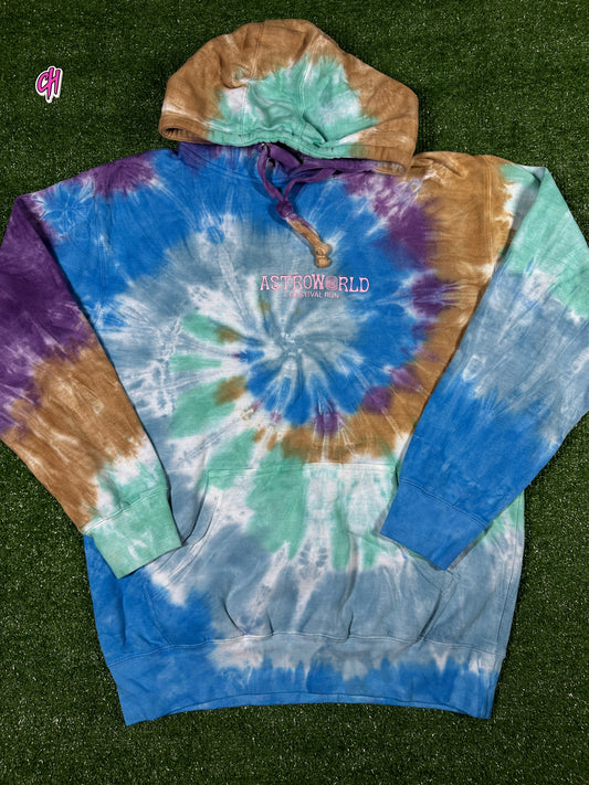 Travis Scott Astroworld Festival Run Tie-Dye Hoodie - Size Medium