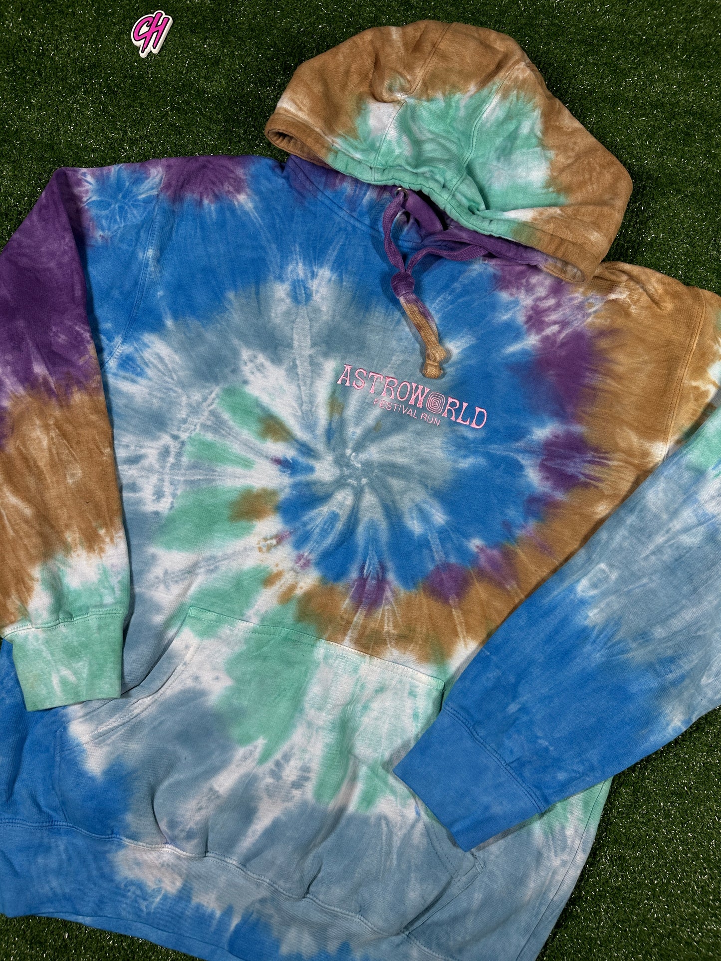 Travis Scott Astroworld Festival Run Tie-Dye Hoodie - Size Medium