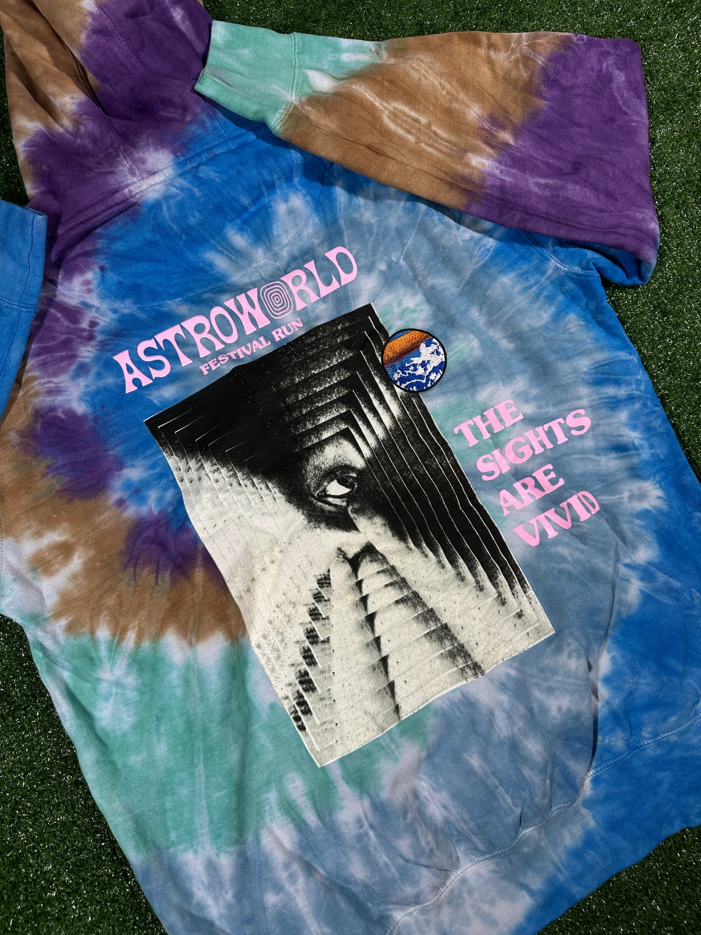 Travis Scott Astroworld Festival Run Tie-Dye Hoodie - Size Medium