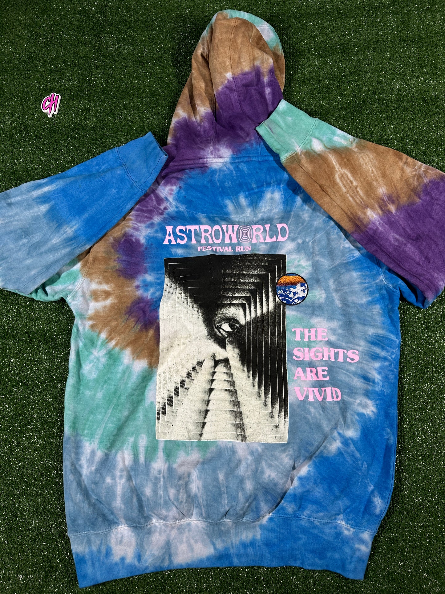 Travis Scott Astroworld Festival Run Tie-Dye Hoodie - Size Medium