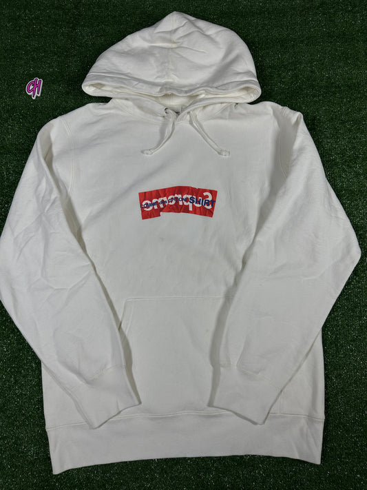 Supreme X CDG Box Logo White Hoodie (DAMAGED) SS17 - Size XL