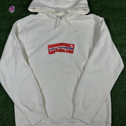 Supreme X CDG Box Logo White Hoodie (DAMAGED) SS17 - Size XL