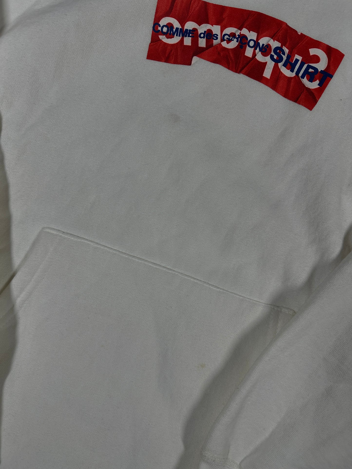 Supreme X CDG Box Logo White Hoodie (DAMAGED) SS17 - Size XL