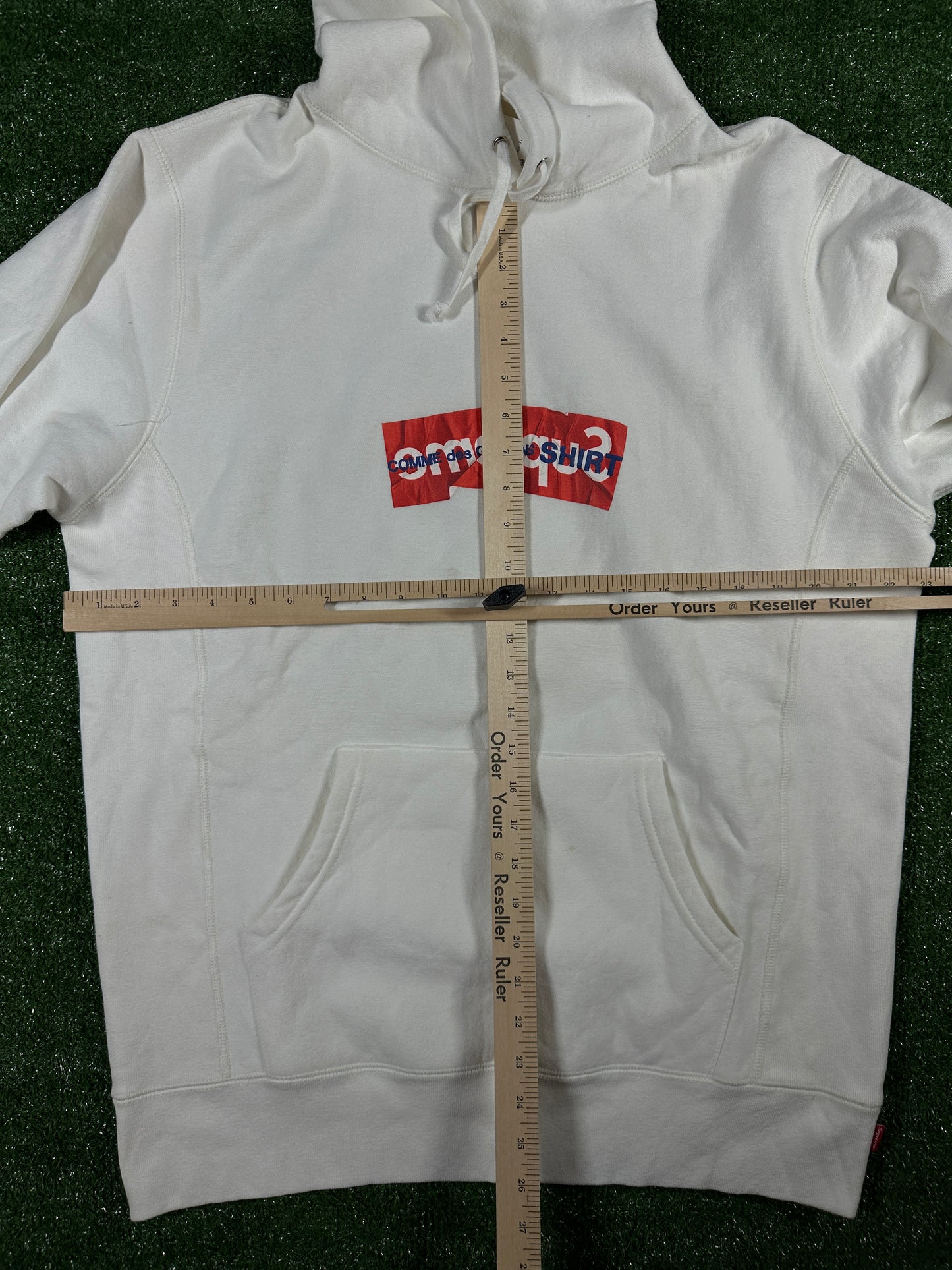 Supreme X CDG Box Logo White Hoodie (DAMAGED) SS17 - Size XL