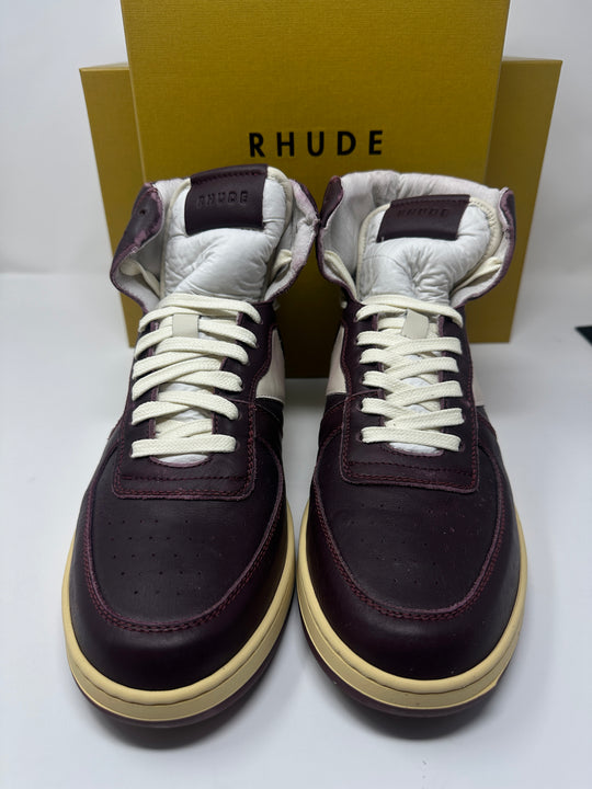 RHUDE Authentic Rhecess Hi Sneaker- Maroon -MSRP:$670.00 Size 10 Mens Shoe