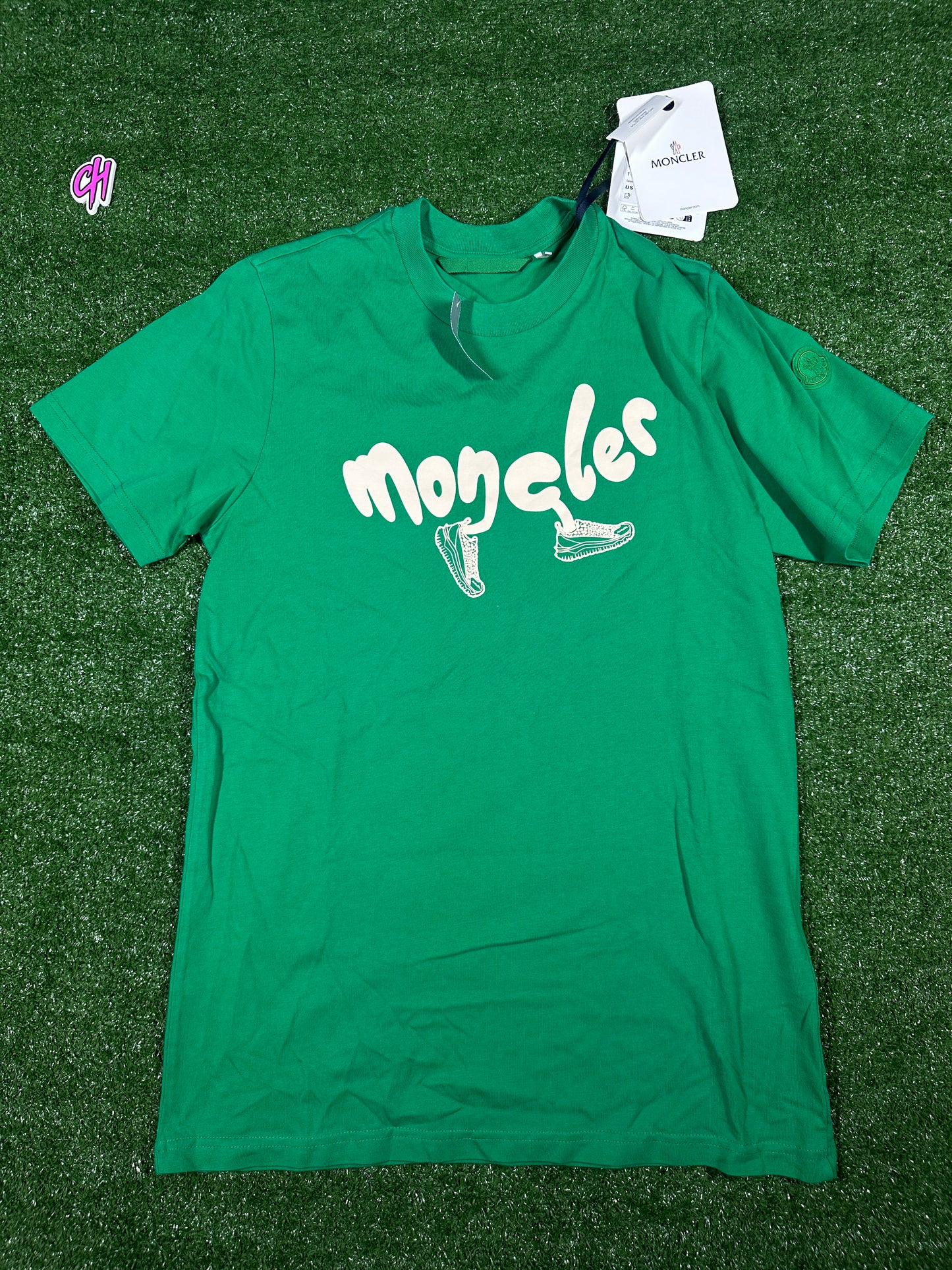 Moncler Green 'Bubble Running' Brand New Men's T-Shirt - Size Small