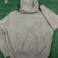 Off-White Brown 'Embroidered Arrows' Cotton Pullover Hoodie - Size Small