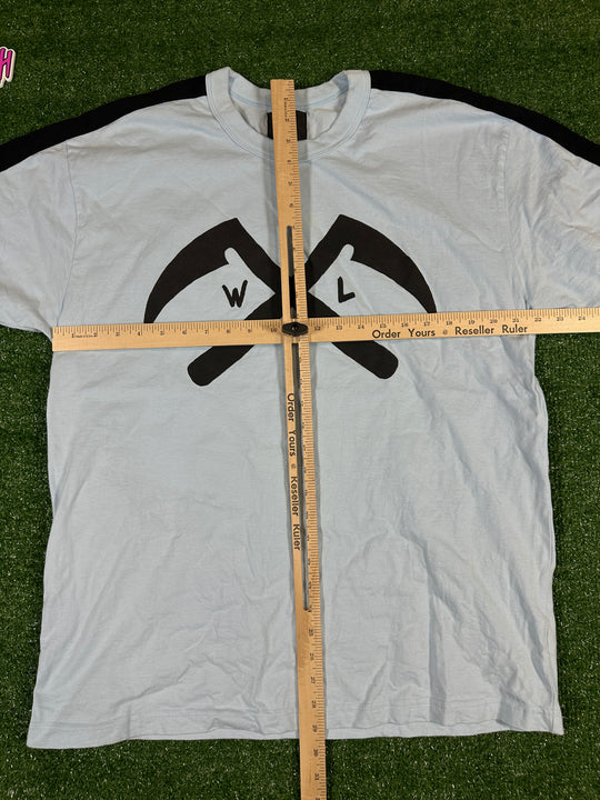 Warren Lotas Crossed Scythe Light Blue Ringer T-Shirt (USED)- Size XXL