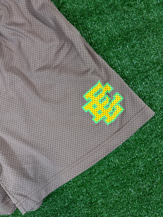 Eric Emmanual Brown/Neon Basic Men's Shorts (USED) - Size Large