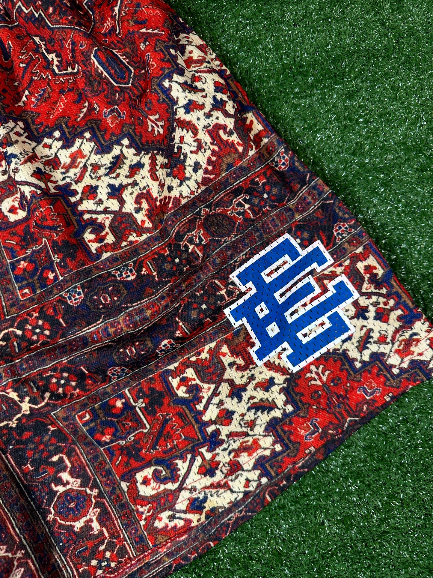 Eric Emanuel Basic EE Red Tapestry Shorts (USED) - Size XL