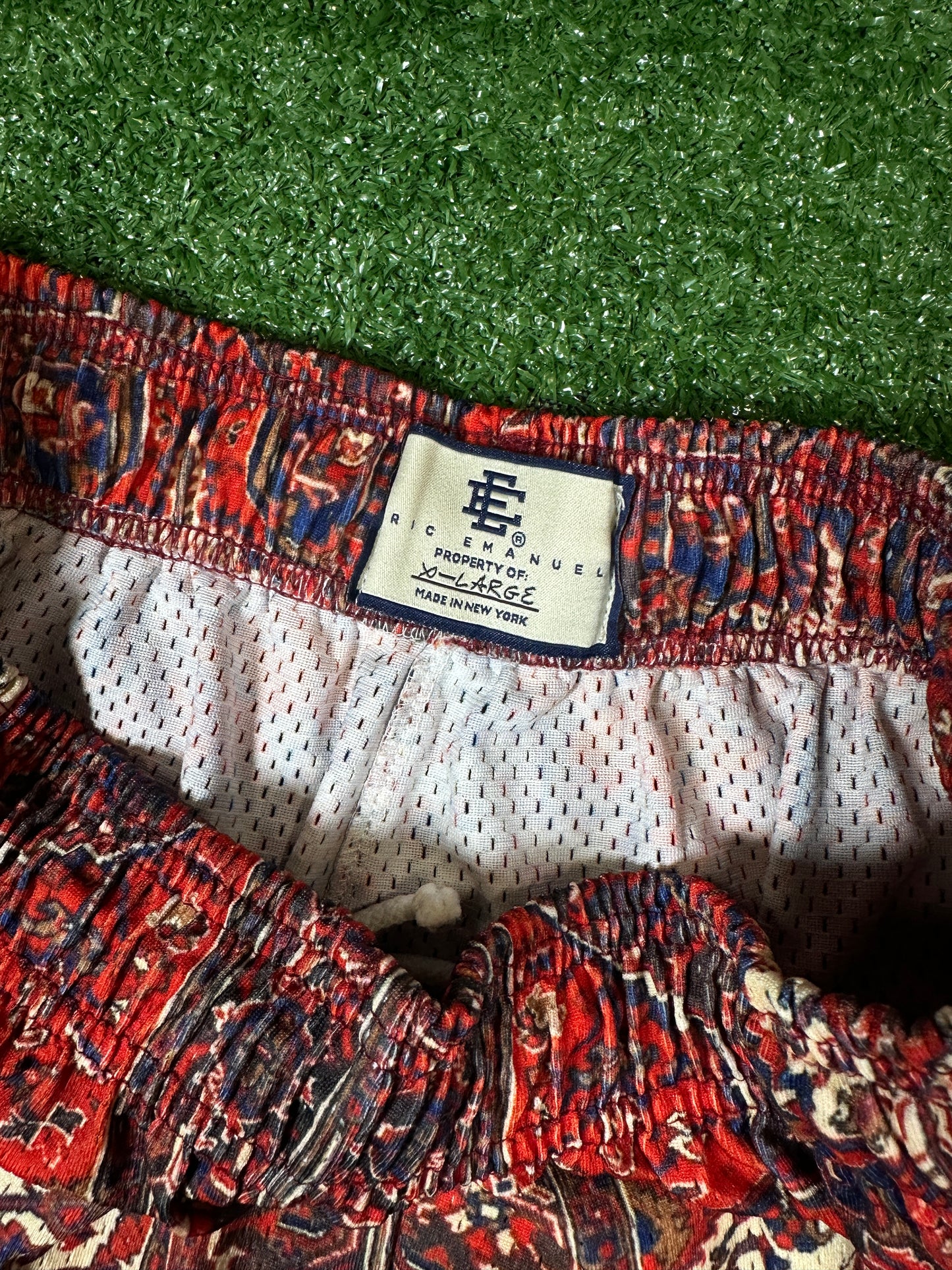 Eric Emanuel Basic EE Red Tapestry Shorts (USED) - Size XL