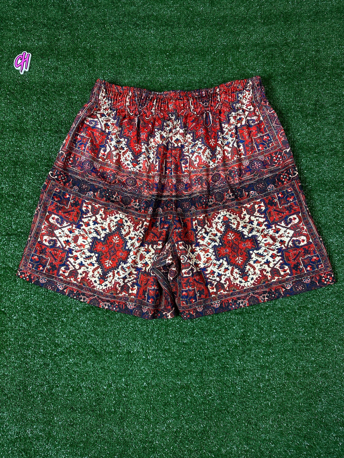 Eric Emanuel Basic EE Red Tapestry Shorts (USED) - Size XL