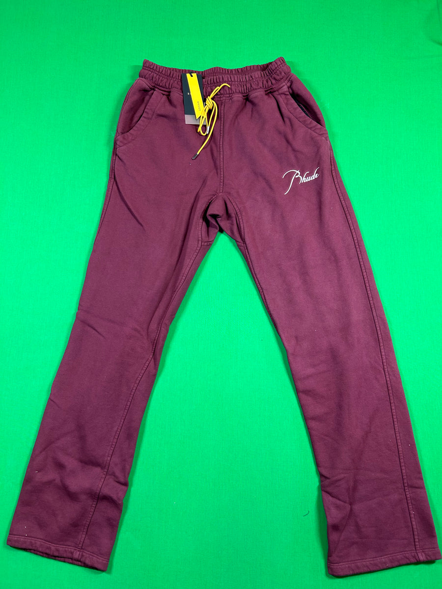 Rhude Men's Heavyweight Embroidered Logo Sweatpants Burgundy XL MSRP: $765.00