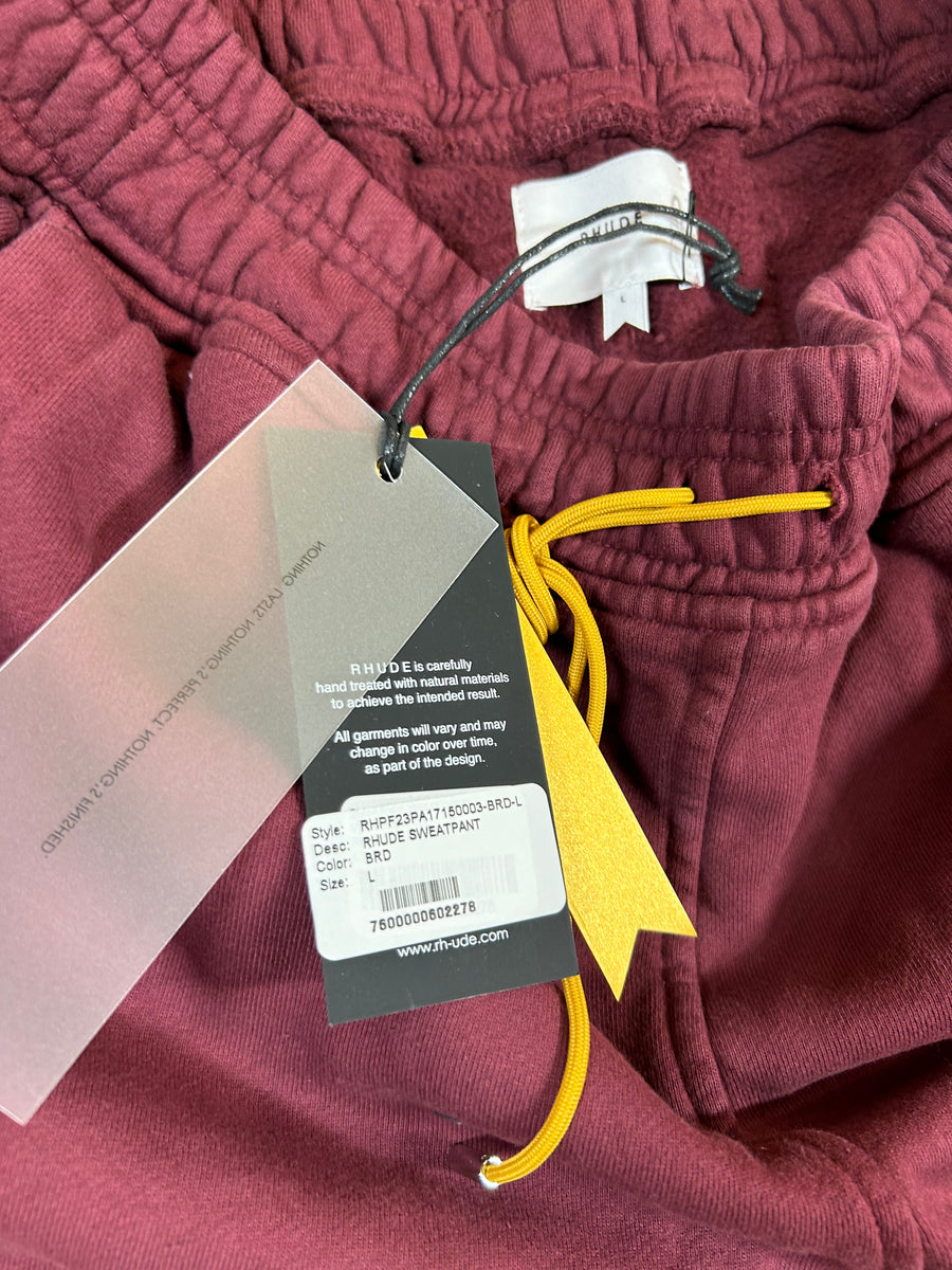 Rhude Men's Heavyweight Embroidered Logo Sweatpants Burgundy XL MSRP: $765.00