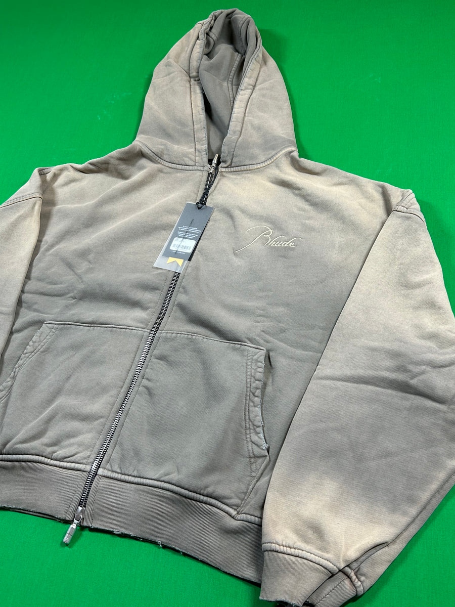 Rhude Zip Up Embroidered Logo Hoodie Sundry Elephant