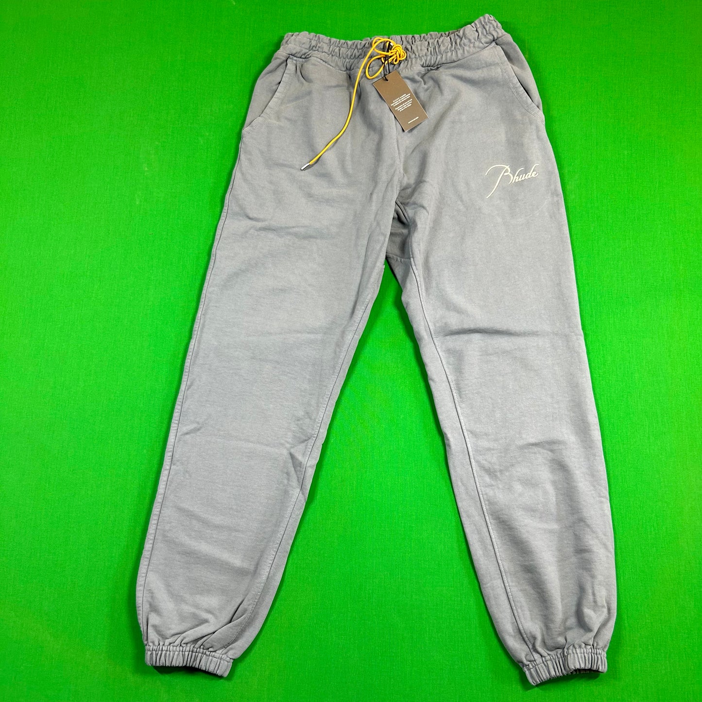 RHUDE Authentic Men's Sky Blue Heavyweight Embroidered Logo Sweatpants MD MSRP: $765