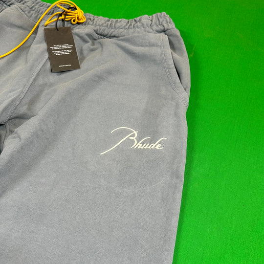 RHUDE Authentic Men's Sky Blue Heavyweight Embroidered Logo Sweatpants XL MSRP: $765