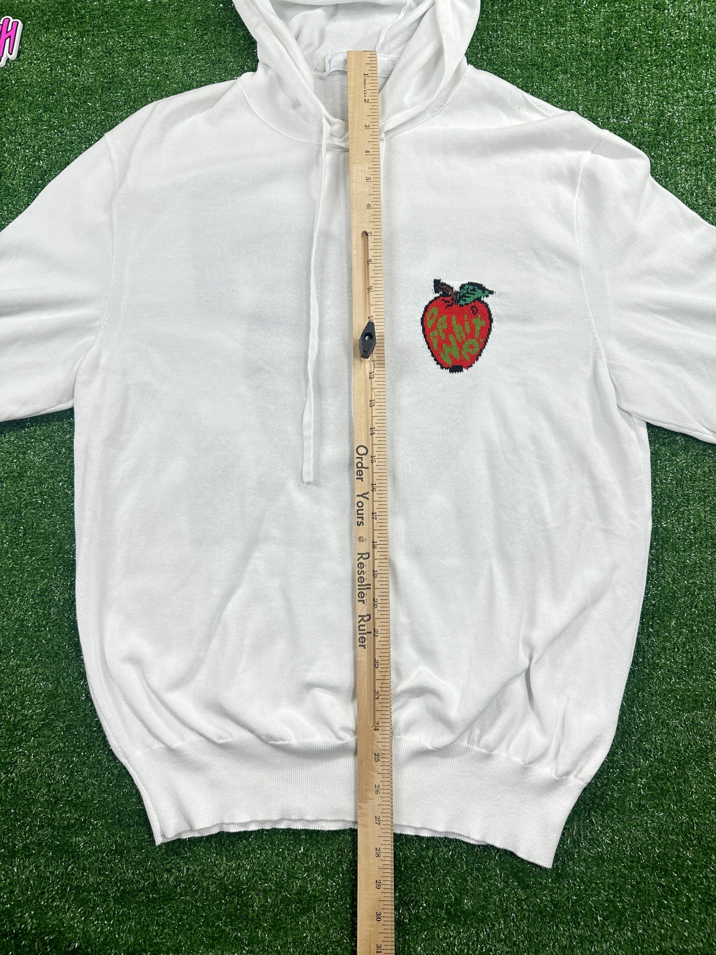 OFF-WHITE 'Apple Logo' White Knite Hoodie - Size Medium