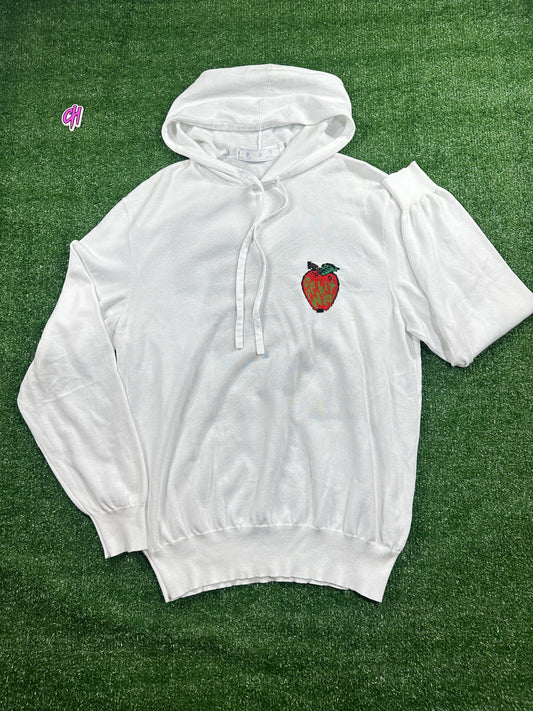 OFF-WHITE 'Apple Logo' White Knite Hoodie - Size Medium