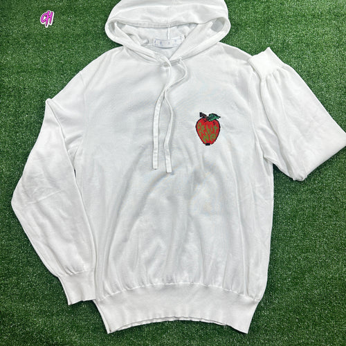 OFF-WHITE 'Apple Logo' White Knite Hoodie - Size Medium