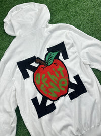 OFF-WHITE 'Apple Logo' White Knite Hoodie - Size Medium