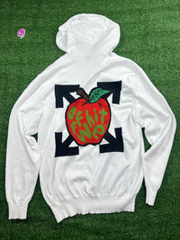OFF-WHITE 'Apple Logo' White Knite Hoodie - Size Medium
