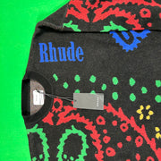 Rhude Bandana Knit Crewneck - Black/Red/Green MSRP $1,325