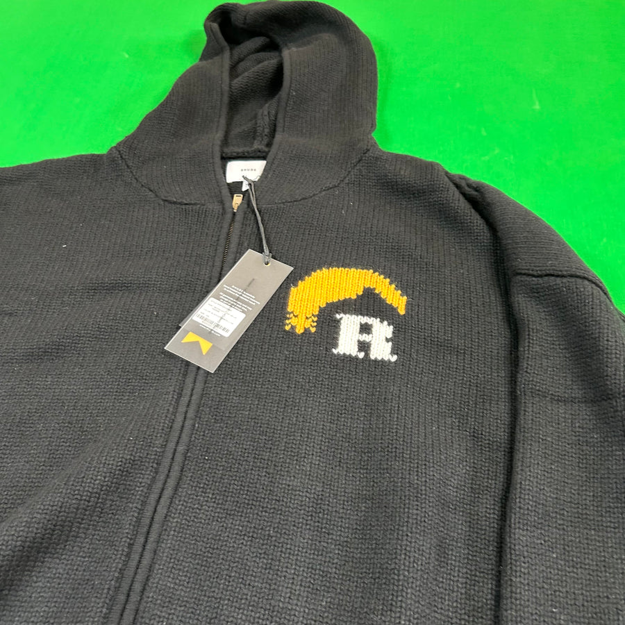 Rhude Moonlight Knit Zip Up Hoodie 'Black/Cream/Yellow' MSRP $2,233