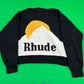 Rhude Moonlight Knit Zip Up Hoodie 'Black/Cream/Yellow' MSRP $2,233