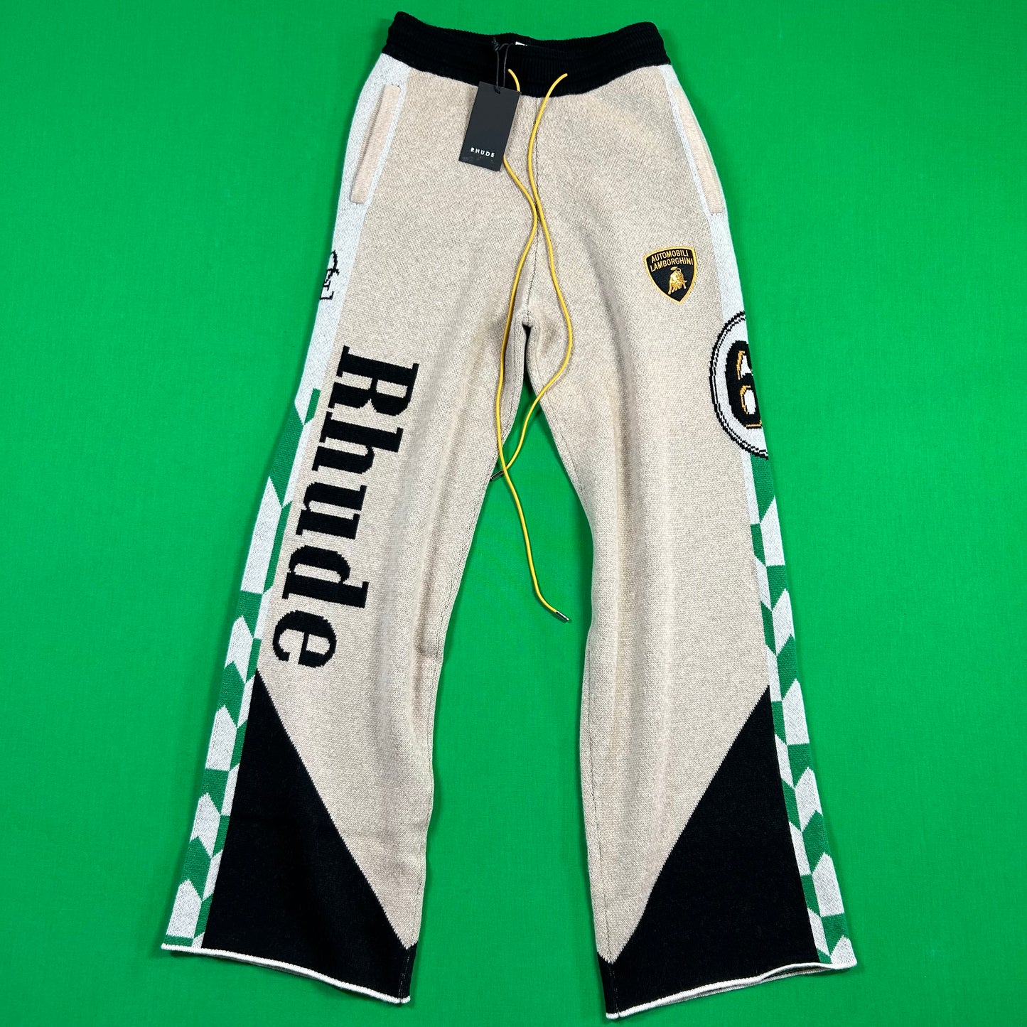 Men's RHUDE X Lamborghini Authentic Knitted Track Pants SM MSRP: $2,357