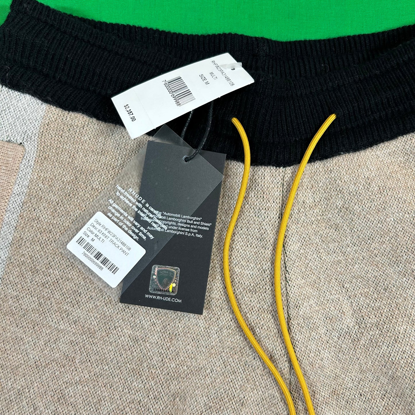 Men's RHUDE X Lamborghini Authentic Knitted Track Pants SM MSRP: $2,357