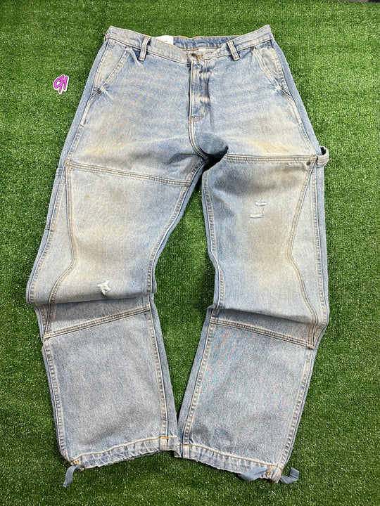 RHUDE Authentic Reza Denim Double Knee Indigo Pants Mens Size Large MSRP:$975.00