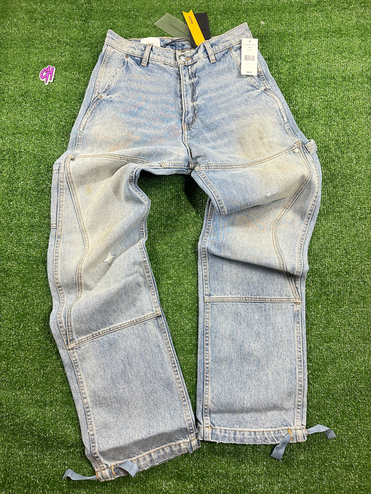 RHUDE Authentic Reza Denim Double Knee Indigo Pants Mens Size Small MSRP:$975.00