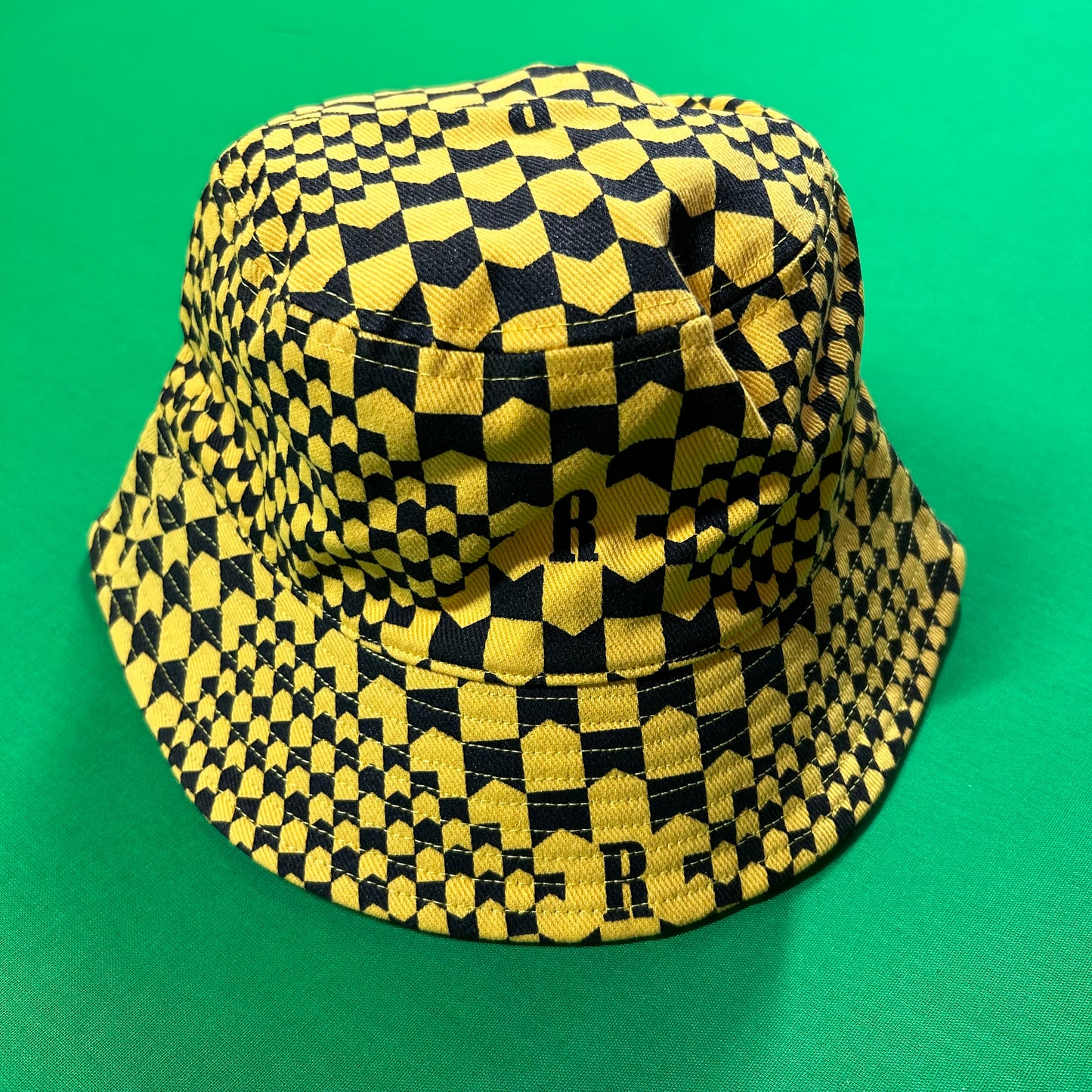 Rhude Checkered Monogram Bucket Hat - Yellow/Black