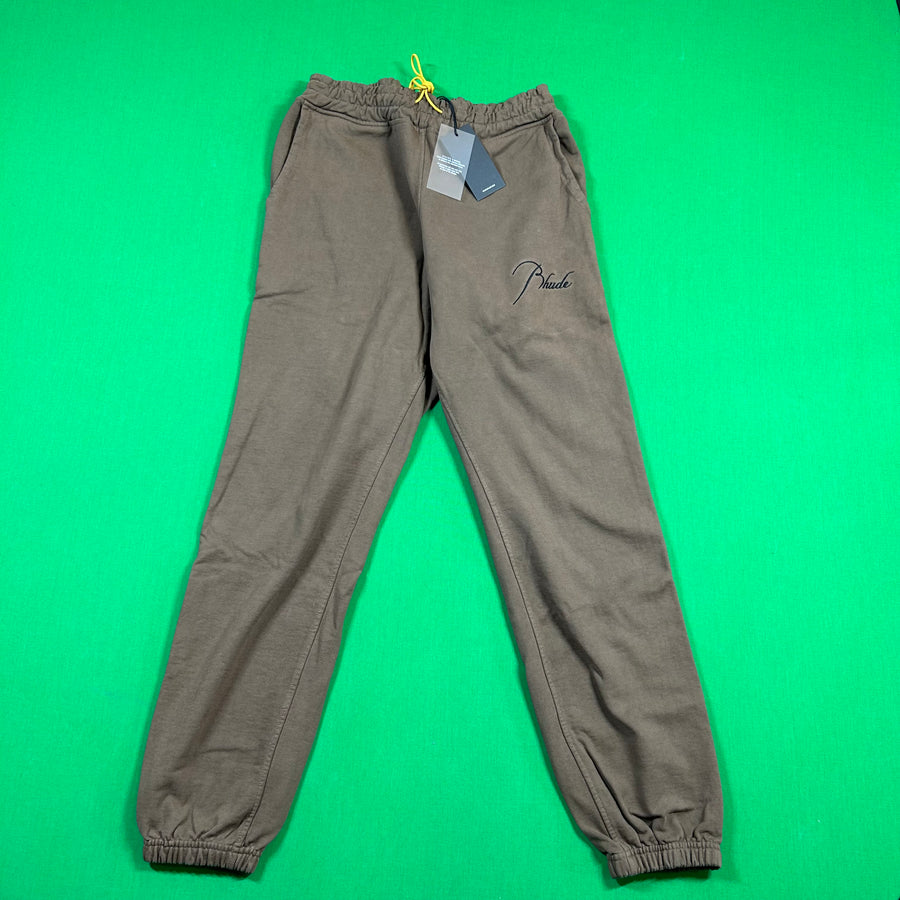 RHUDE Authentic Men's Brown Heavyweight Embroidered Logo Sweatpants MD MSRP: $765