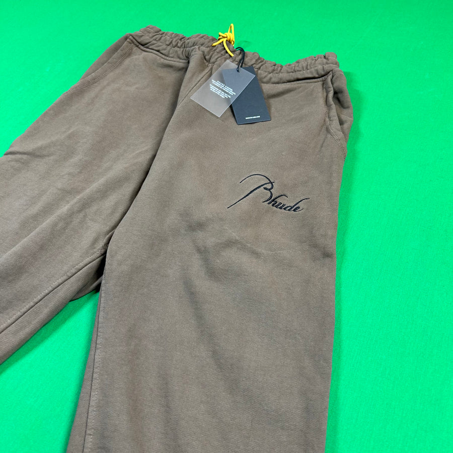 RHUDE Authentic Men's Brown Heavyweight Embroidered Logo Sweatpants MD MSRP: $765