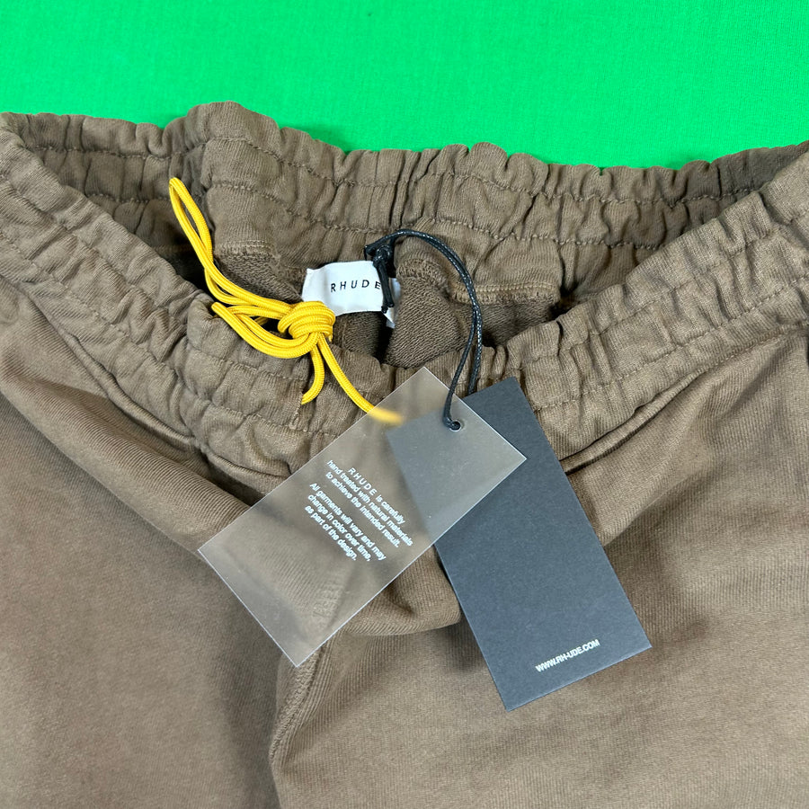 RHUDE Authentic Men's Brown Heavyweight Embroidered Logo Sweatpants MD MSRP: $765