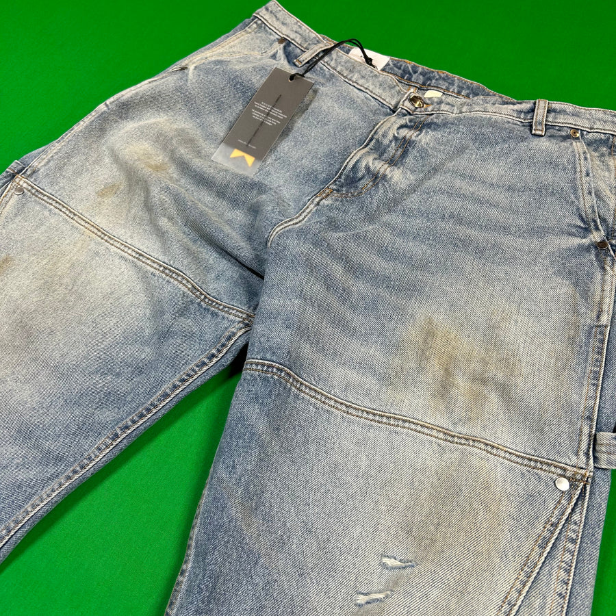 Rhude Reza Denim Double Knee Indigo Pants Mens Size XL MSRP:$975.00